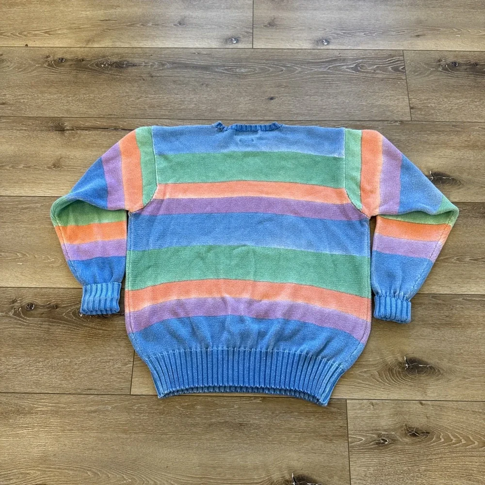 Vintage Polo Ralph Lauren Sweater‎ Mens L Knit Cotton Colorblock Striped 90s